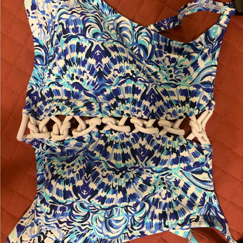 Lilly Pulitzer Blue and White Bikini- Top size 8, Bottom size 10 - Picture 2 of 9